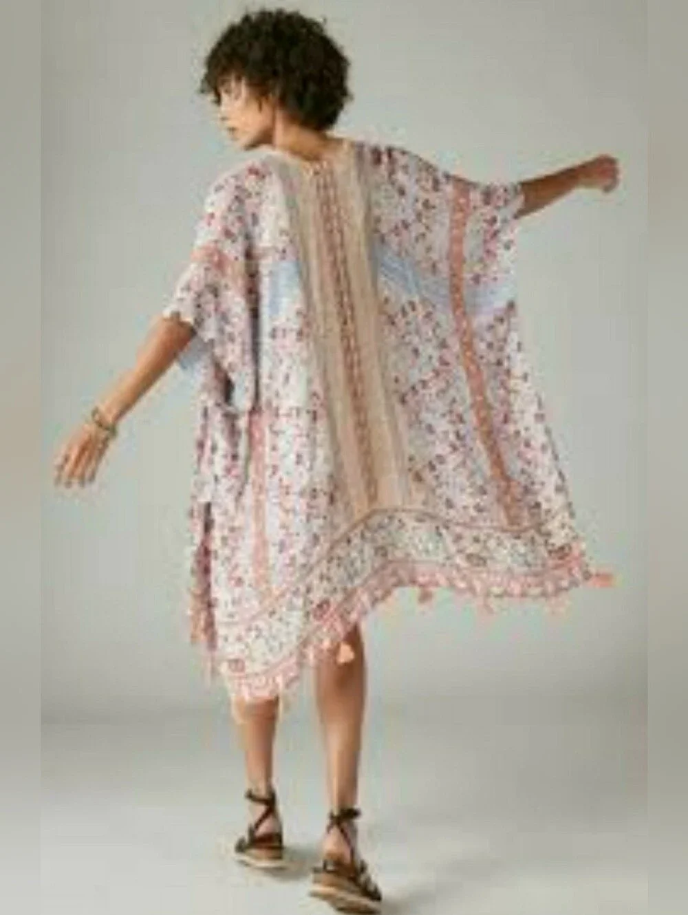 Lucky Brand Printed Boho Kimono bohemian open-front One Size